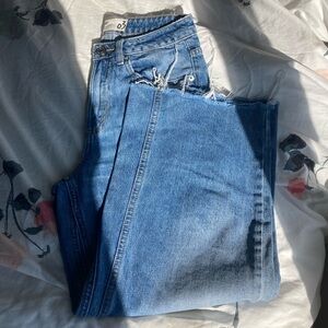 GARAGE Wide-leg Raw-edge Jeans